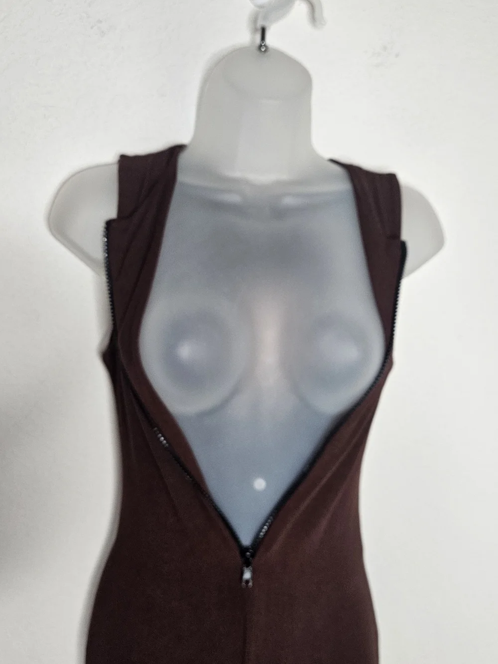 Naked Wardrobe Baby Mama Brown Sleeveless Zip Front Jumpsuit Maternity Nursing S - Picture 6 of 9